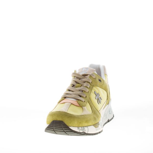 PREMIATA uomo sneaker Mase 7236 in camoscio verde oliva e tessuto lime - immagine 2