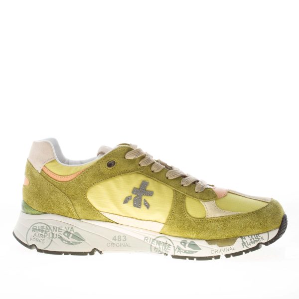 PREMIATA uomo sneaker Mase 7236 in camoscio verde oliva e tessuto lime - immagine 4
