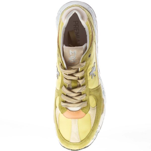 PREMIATA uomo sneaker Mase 7236 in camoscio verde oliva e tessuto lime - immagine 5