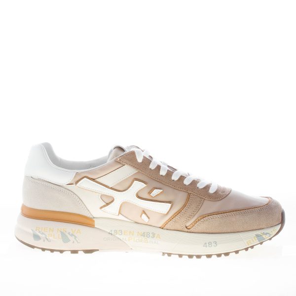 PREMIATA uomo sneaker Mick 7213 in camoscio e tessuto BEIGE e bianco - immagine 4