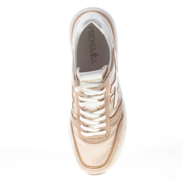 PREMIATA uomo sneaker Mick 7213 in camoscio e tessuto BEIGE e bianco - immagine 5
