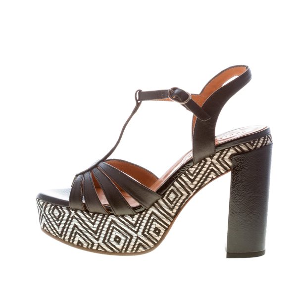 CHIE MIHARA donna sandalo Junni in pelle NERO con maxi platform. Tacco 11 cm