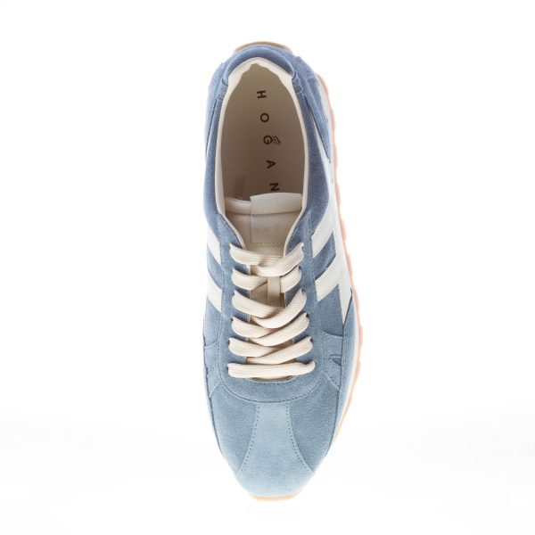 HOGAN uomo H671 sneaker 86er in camoscio AZZURRO e bianco - immagine 5