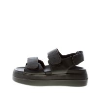HOGAN donna H680 sandalo in pelle NERO con doppia fascia a strappo. Zeppa di 4,5 cm