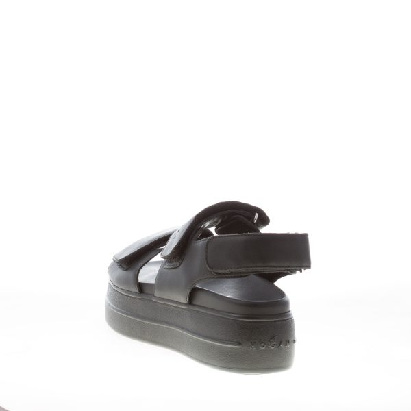HOGAN donna H680 sandalo in pelle NERO con doppia fascia a strappo. Zeppa di 4,5 cm - immagine 3