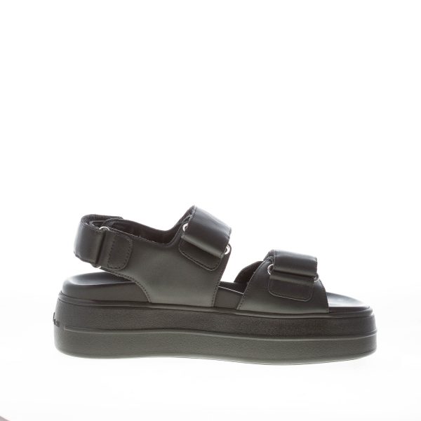 HOGAN donna H680 sandalo in pelle NERO con doppia fascia a strappo. Zeppa di 4,5 cm - immagine 4