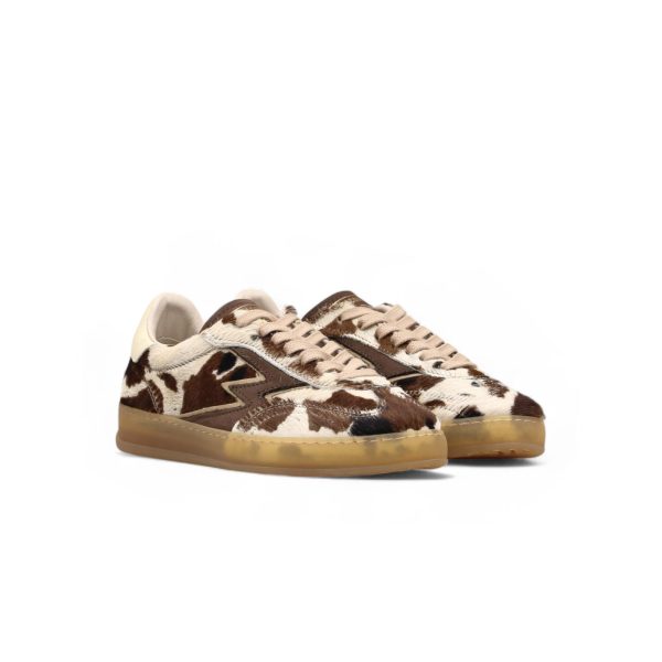MOACONCEPT donna sneaker Club 120 De Luxe in cavallino stampa MUCCA e marrone - immagine 2