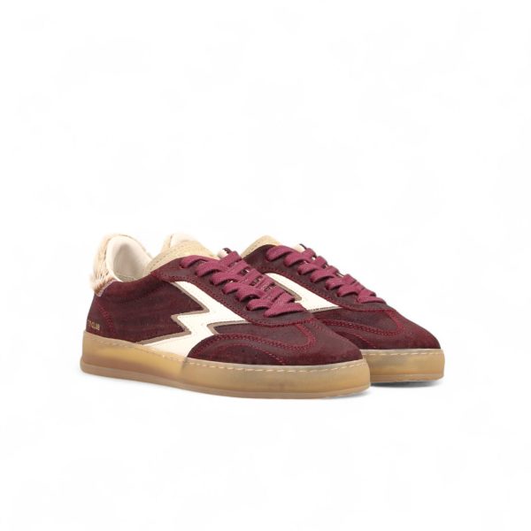 MOACONCEPT donna sneaker Club 158 in camoscio BORDEAUX con cavallino - immagine 2