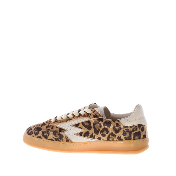 MOACONCEPT donna sneaker Club 071 in camoscio strappato LEOPARDO più off-white