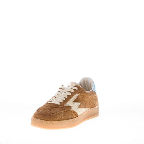 MOACONCEPT donna sneaker Club 246 in camoscio TABACCO più turchese - immagine 2