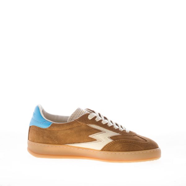 MOACONCEPT donna sneaker Club 246 in camoscio TABACCO più turchese - immagine 4