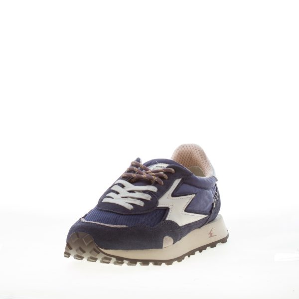 MOACONCEPT uomo sneaker Hype 228 in camoscio e tessuto BLU INDACO e bianco - immagine 2