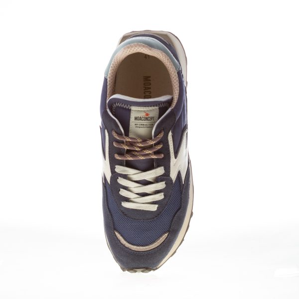 MOACONCEPT uomo sneaker Hype 228 in camoscio e tessuto BLU INDACO e bianco - immagine 5
