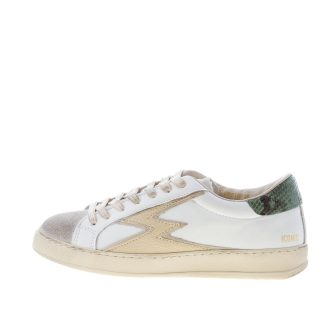 MOACONCEPT donna sneaker Iconic 287 in pelle BIANCO più rettile verde