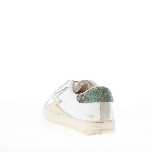 MOACONCEPT donna sneaker Iconic 287 in pelle BIANCO più rettile verde - immagine 3