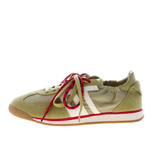 BACK 70 sneaker Rocket donna in camoscio e nylon VERDE OLIVA con doppio laccio - immagine 2