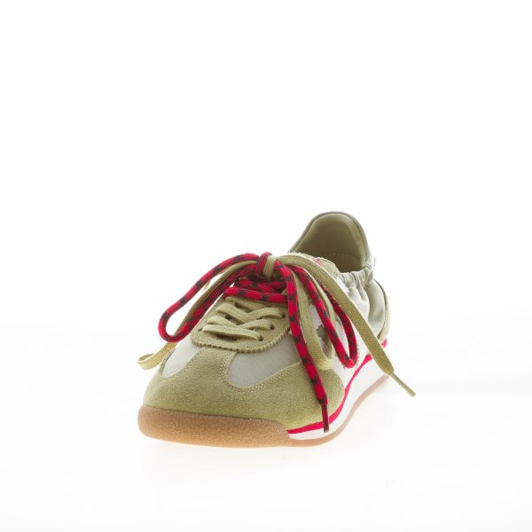 BACK 70 sneaker Rocket donna in camoscio e nylon VERDE OLIVA con doppio laccio - immagine 3