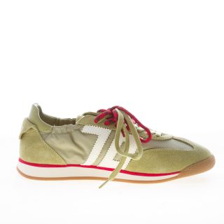 BACK 70 sneaker Rocket donna in camoscio e nylon VERDE OLIVA con doppio laccio