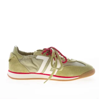 BACK 70 donna sneaker Rocket in camoscio e nylon VERDE OLIVA con doppio laccio