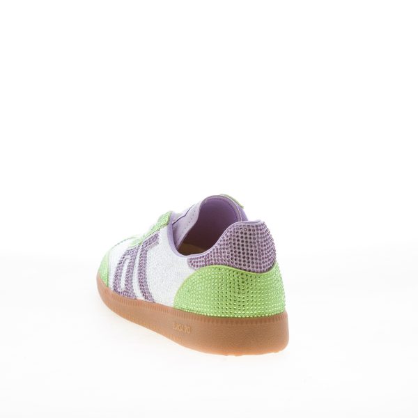BACK 70 sneaker Sirio 305 donna in suede e tessuto VERDE VIOLA con strass - immagine 4