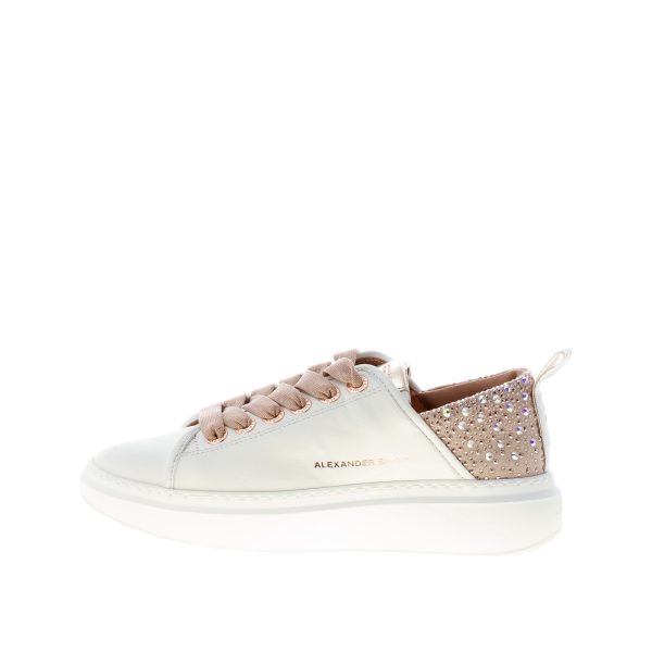ALEXANDER SMITH sneaker Wembley donna in pelle BIANCO e sabbia con strass