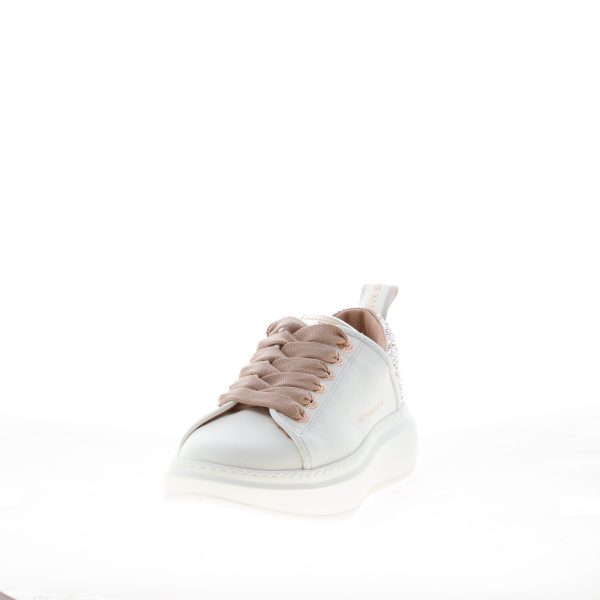 ALEXANDER SMITH sneaker Wembley donna in pelle BIANCO e sabbia con strass - immagine 2