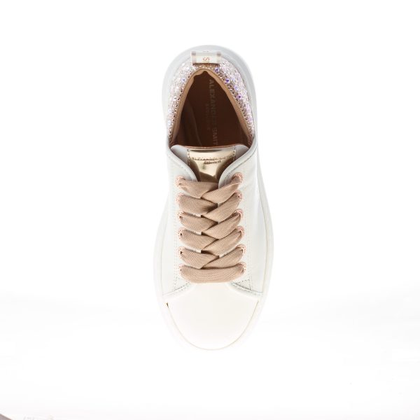 ALEXANDER SMITH sneaker Wembley donna in pelle BIANCO e sabbia con strass - immagine 5