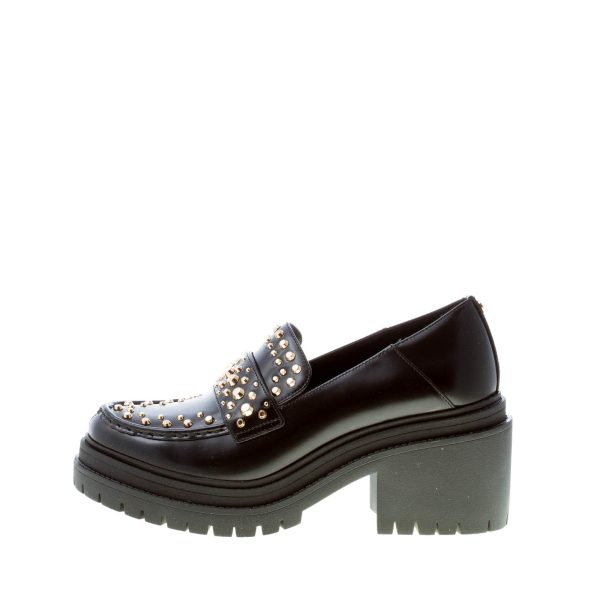 MICHAEL KORS donna mocassino Rocco Heeled in pelle NERO con borchie. Tacco 7 cm
