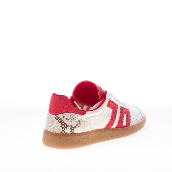 BACK 70 sneaker Ghost donna in tessuto BIANCO e pelle rossa con stampa rettile - immagine 3