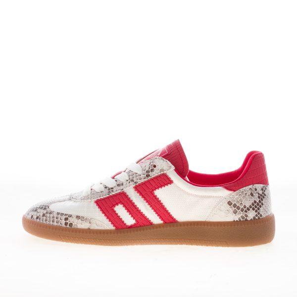 BACK 70 sneaker Ghost donna in tessuto BIANCO e pelle rossa con stampa rettile - immagine 4