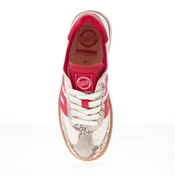 BACK 70 sneaker Ghost donna in tessuto BIANCO e pelle rossa con stampa rettile - immagine 5