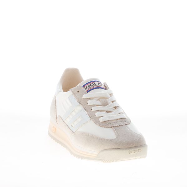 BACK 70 sneaker Jogger donna in tessuto BIANCO e camoscio sabbia più argento - immagine 2