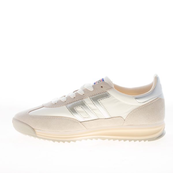 BACK 70 sneaker Jogger donna in tessuto BIANCO e camoscio sabbia più argento - immagine 4