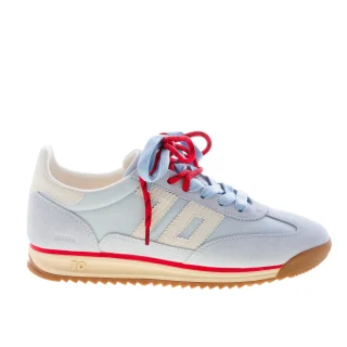 BACK 70 sneaker Jogger Spongy donna in nylon e camoscio CELESTE più bianco