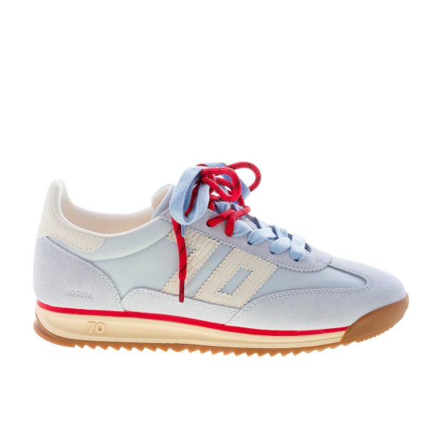 BACK 70 sneaker Jogger Spongy donna in nylon e camoscio CELESTE più bianco