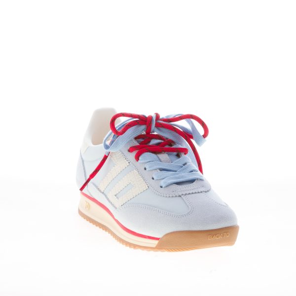 BACK 70 sneaker Jogger Spongy donna in nylon e camoscio CELESTE più bianco - immagine 2