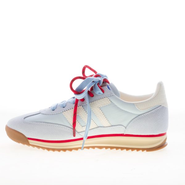 BACK 70 sneaker Jogger Spongy donna in nylon e camoscio CELESTE più bianco - immagine 4