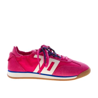 BACK 70 donna sneaker Rocket in camoscio e nylon FUXIA e bianco con doppio laccio