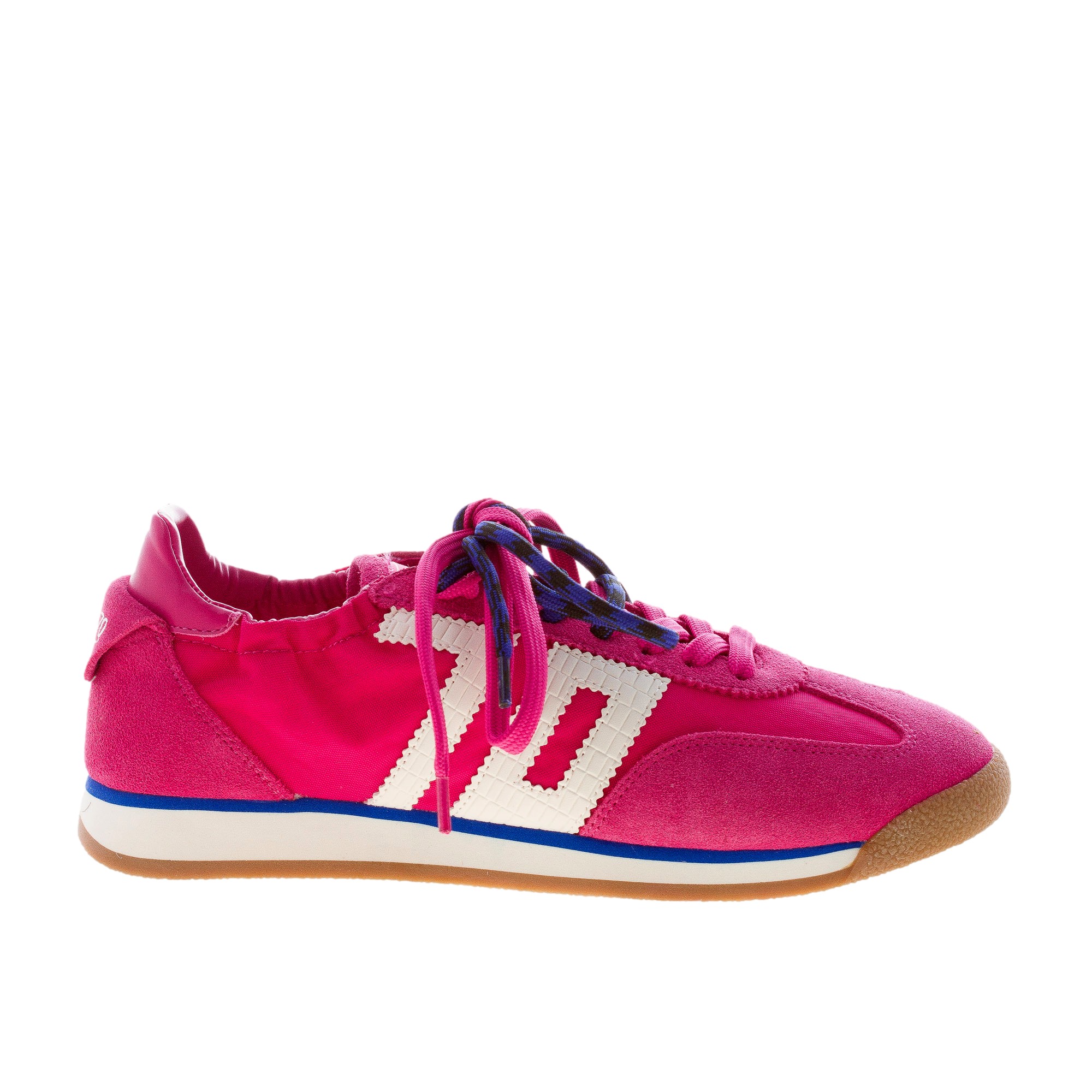 BACK 70 donna sneaker Rocket in camoscio e nylon FUXIA e bianco con doppio laccio