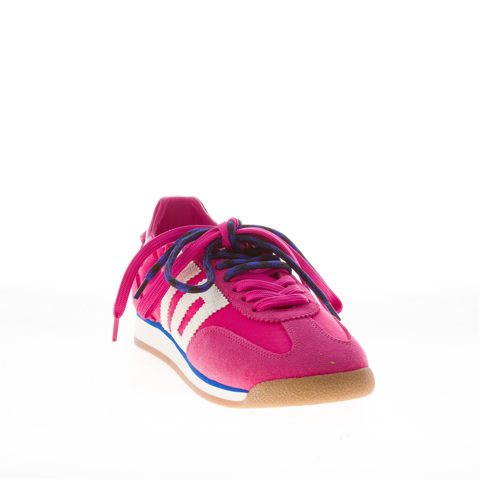 BACK 70 donna sneaker Rocket in camoscio e nylon FUXIA e bianco con doppio laccio - immagine 2