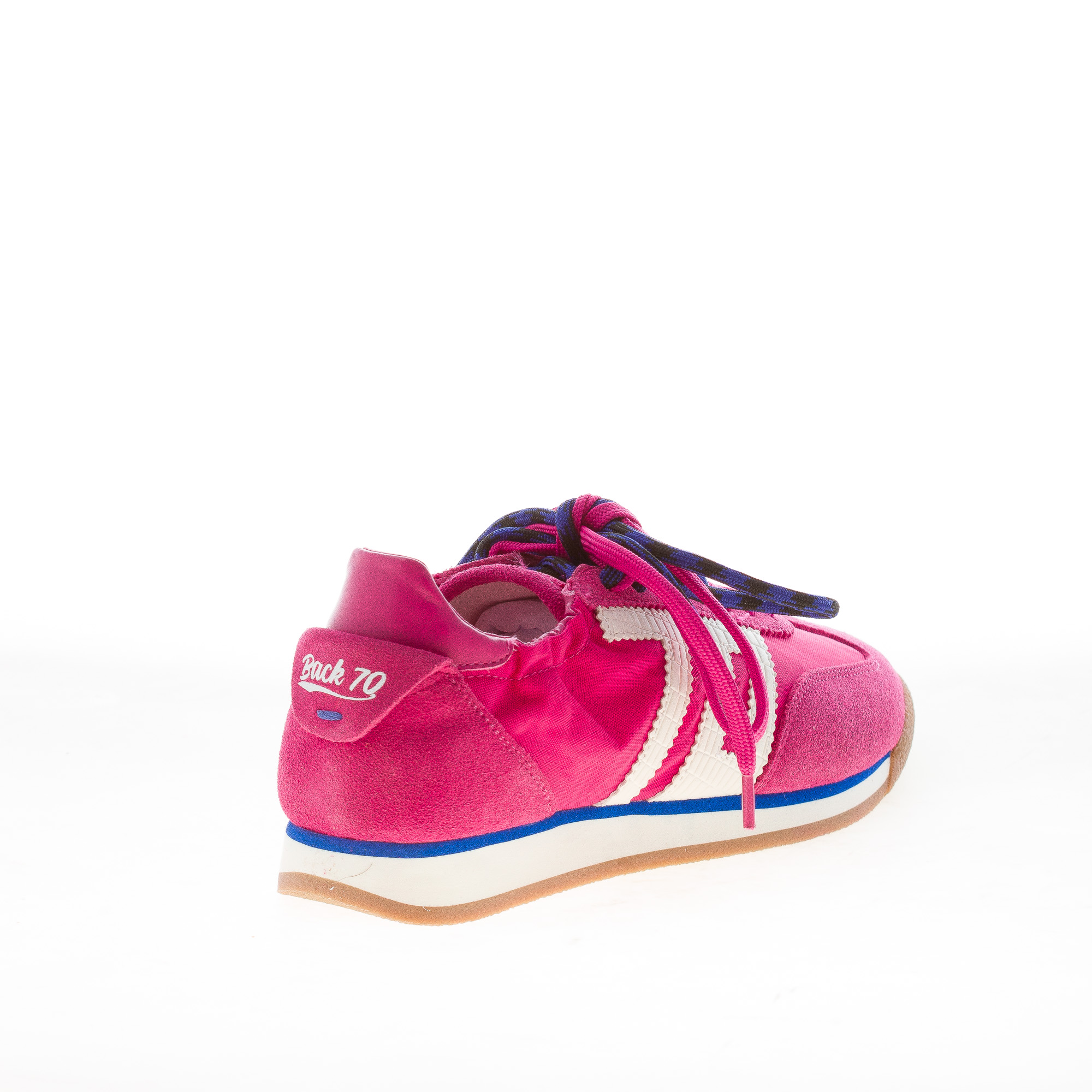 BACK 70 donna sneaker Rocket in camoscio e nylon FUXIA e bianco con doppio laccio - immagine 3