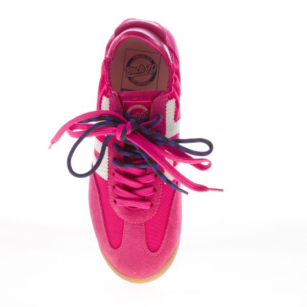 BACK 70 sneaker Rocket donna in camoscio e nylon FUXIA e bianco con doppio laccio - immagine 5