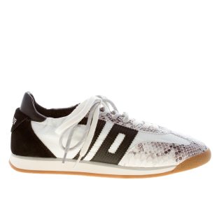 BACK 70 Sneaker Rocket Donna Bianco Nero in tessuto e camoscio con stampa rettile roccia