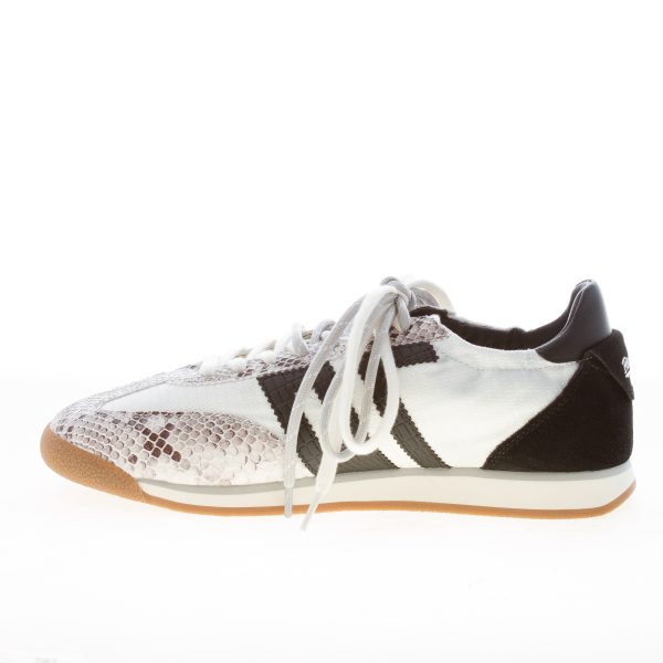 BACK 70 Sneaker Rocket Donna Bianco Nero in tessuto e camoscio con stampa rettile roccia - immagine 4