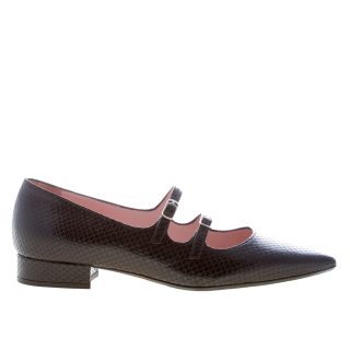 ANNA F. donna scarpa bebè in stampa rettile NERO con cinturini. Tacco 2 cm