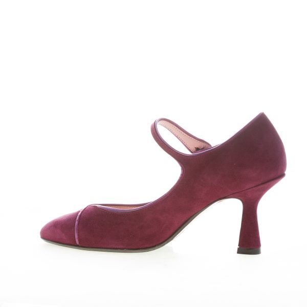 ANNA F. donna decolletè Maryjane in camoscio PRUGNA. Tacco 8 cm - immagine 4