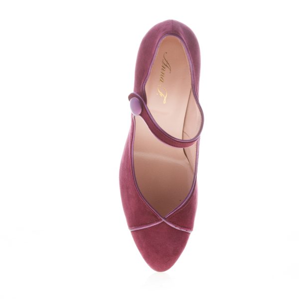 ANNA F. donna decolletè Maryjane in camoscio PRUGNA. Tacco 8 cm - immagine 5