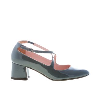 ANNA F. donna decolletè Maryjane in vernice PETROLIO. Tacco 5 cm