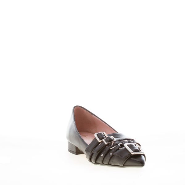 ANNA F. donna ballerina in nappa NERO con cinturini e fibbie. Tacco 2 cm - immagine 2
