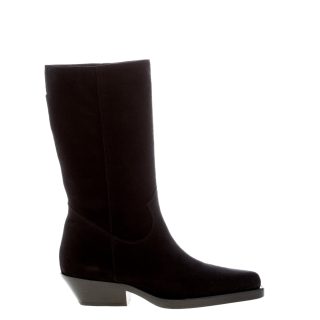 ANNA F. donna stivale Texano in camoscio NERO. Tacco 4 cm